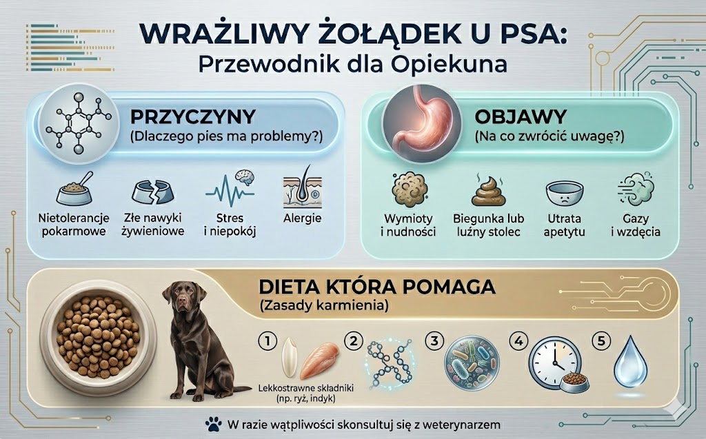 Wrażliwy żołądek u psa - przyczyny, objawy i dieta która naprawdę pomaga